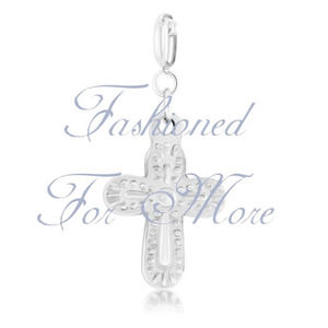 Removable Antique Silver Stainless Steel Cross Charm.